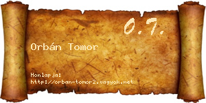 Orbán Tomor névjegykártya